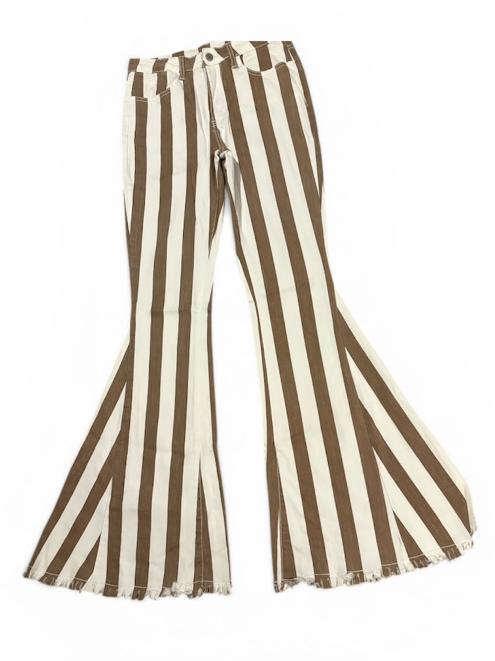Striped Flare Jeans - Brown & Cream